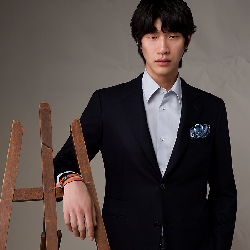 24 Brides et Chaines pocket square 45 - Blue | Hermès USA